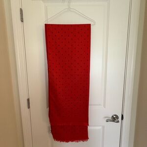 Talbots Orange/Raspberry Colored Scarf or Ruana Wrap with Polka Dots. Reversible